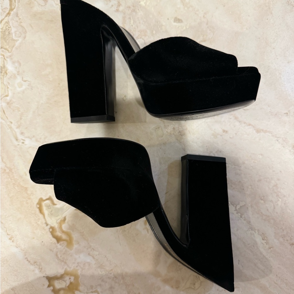 Velvet Platform open toe mule